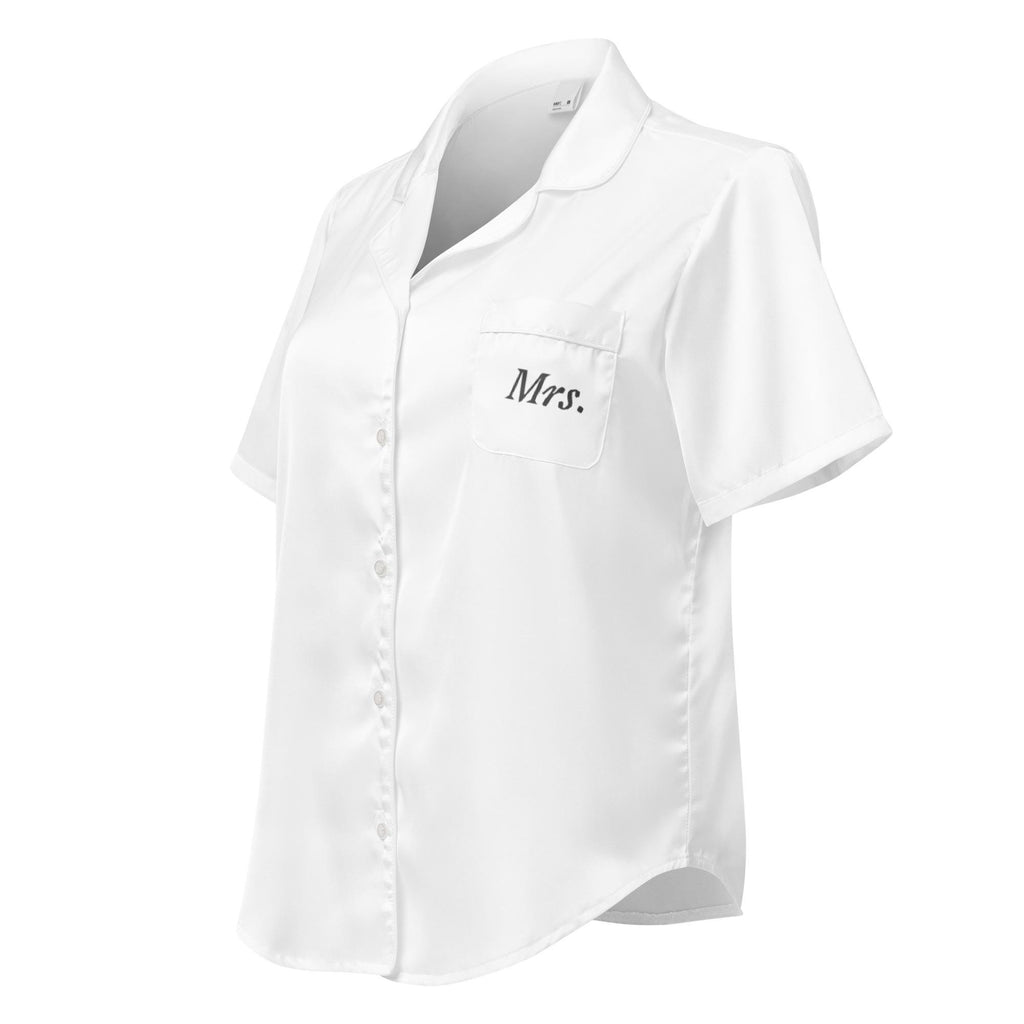 White Silky Mrs. Pajama Top | Bridal Set