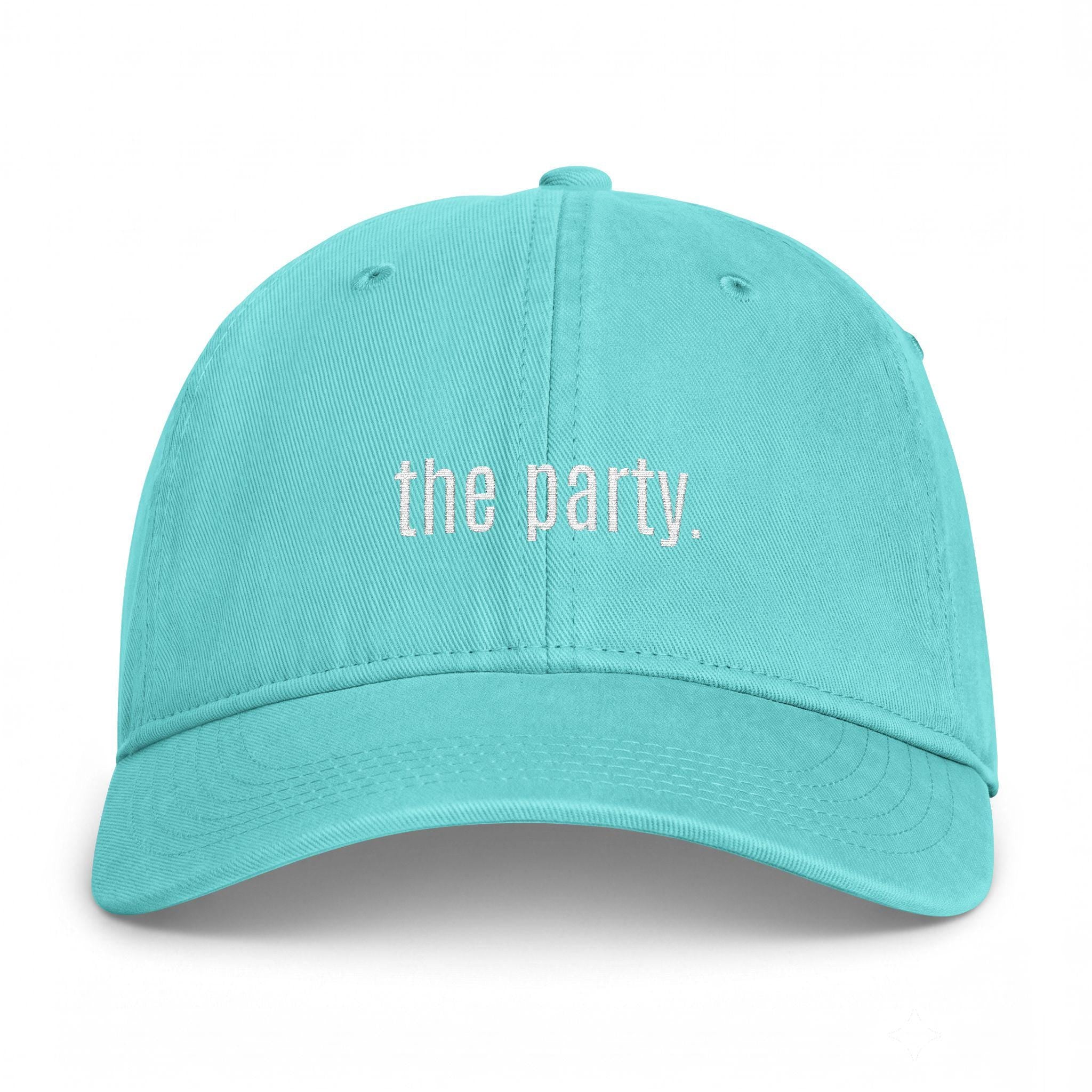 THE PARTY cap | Embroidered text dad hat, coastal washed style