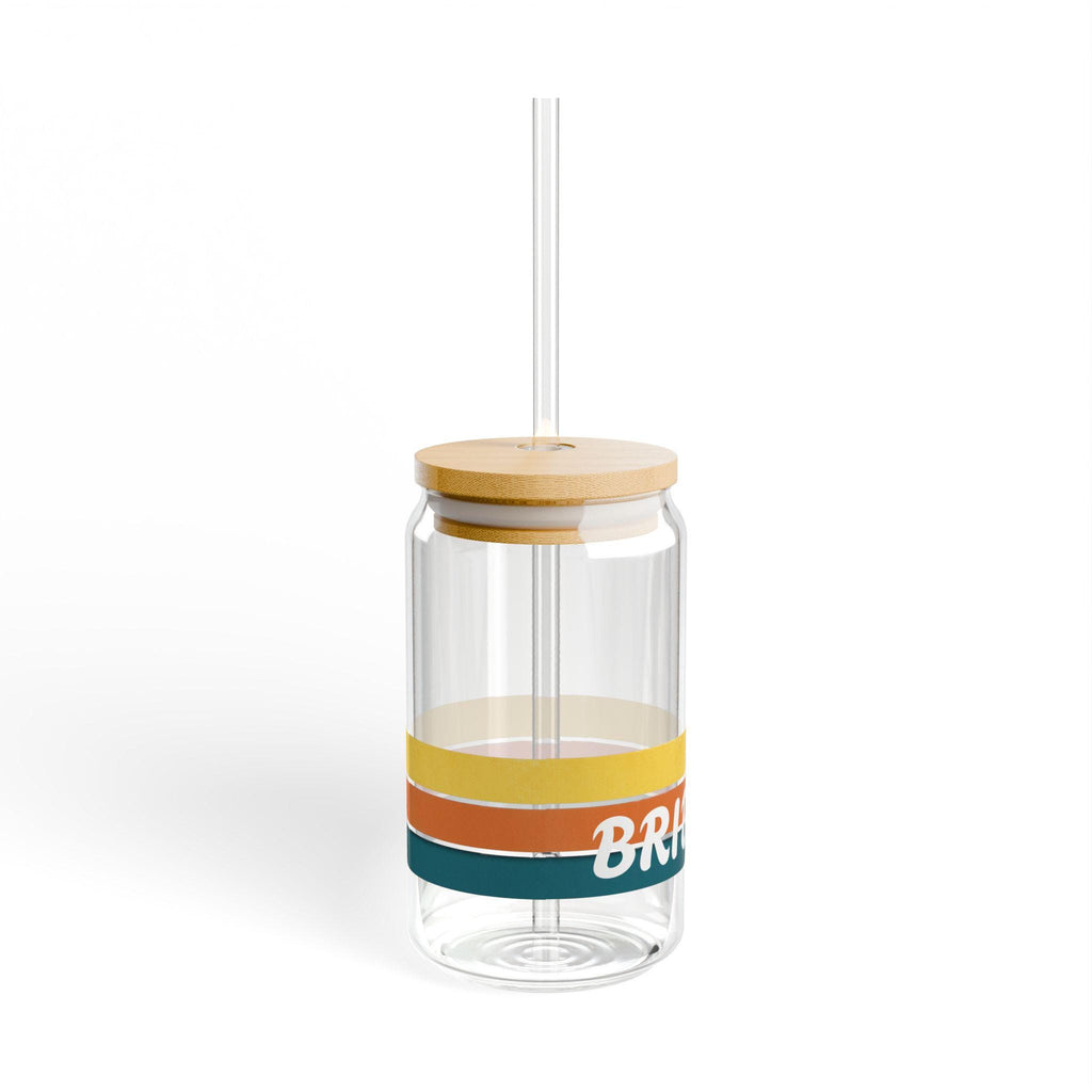 Retro Stripes Sipper Glass 16oz | Bachelorette Tumbler with Straw