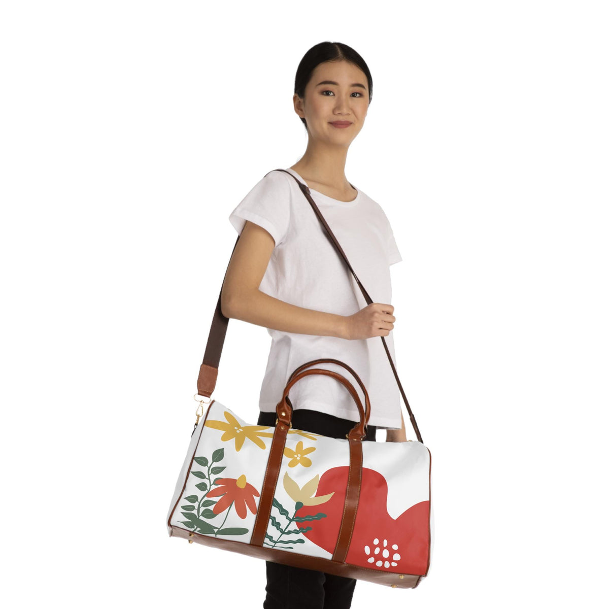 Bachelorette Weekend Bag | Abstract Floral Print Waterproof Travel Duffle Bag