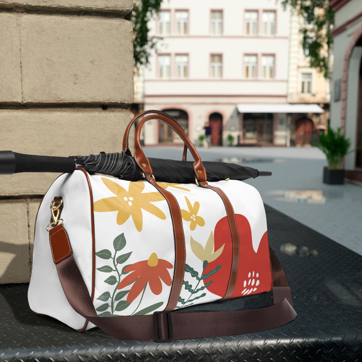 Bachelorette Weekend Bag | Abstract Floral Print Waterproof Travel Duffle Bag