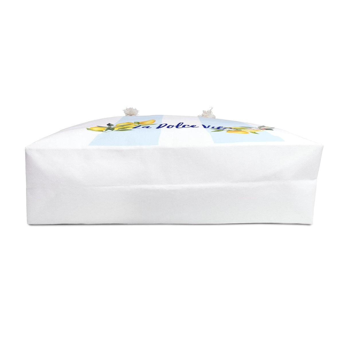 La Dolce Vita Lemon Striped Bachelorette Weekender Bag | Blue White Beach Tote