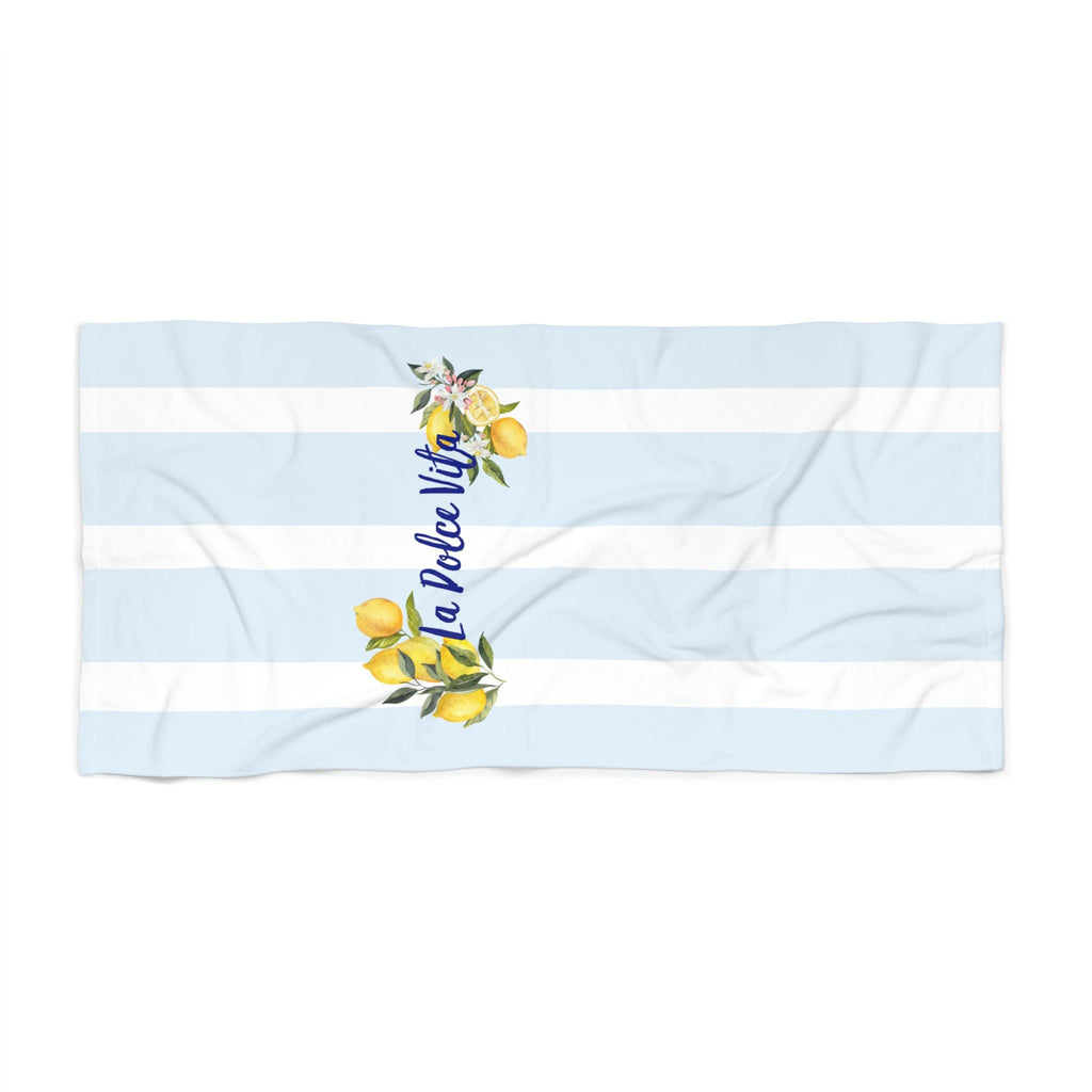 La Dolce Vita Lemon Stripe Beach Towel | Coastal italian Bachelorette & Wedding Weekend Essentials