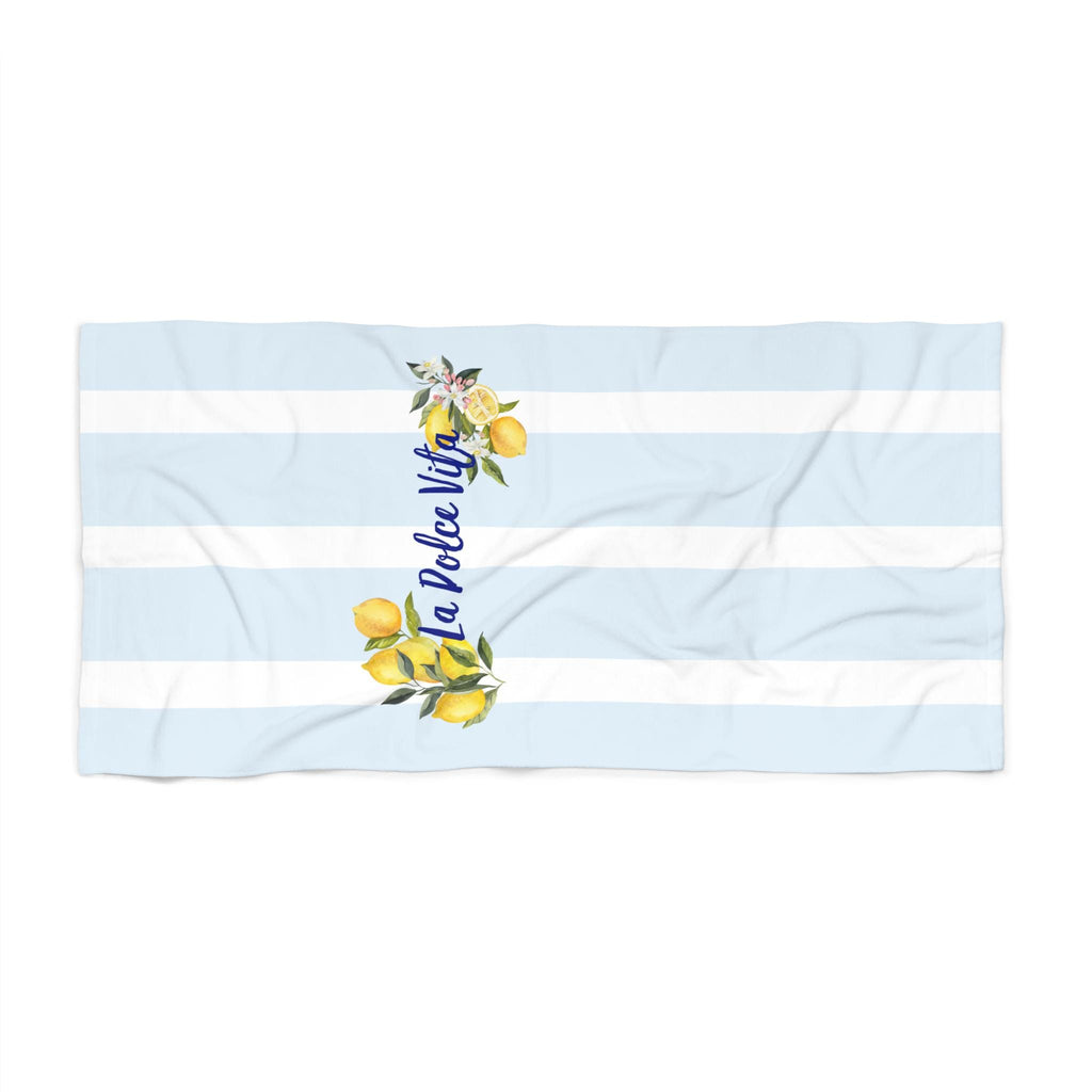 La Dolce Vita Lemon Stripe Beach Towel | Coastal italian Bachelorette & Wedding Weekend Essentials