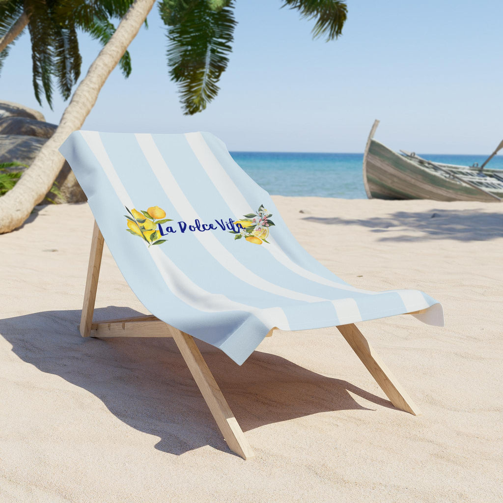 La Dolce Vita Lemon Stripe Beach Towel | Coastal italian Bachelorette & Wedding Weekend Essentials