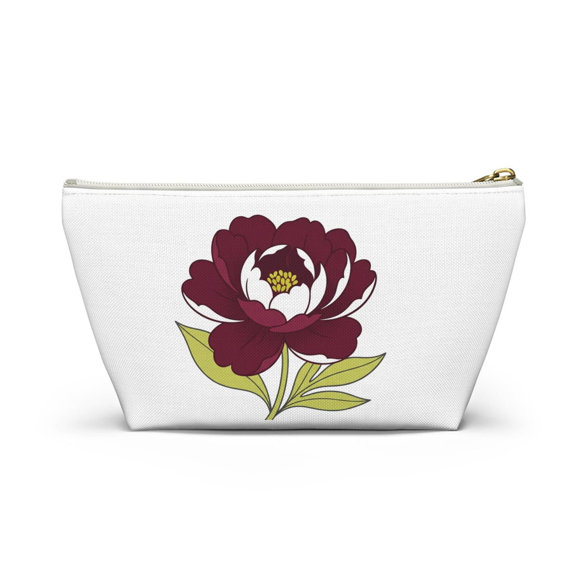 Personalized Bridesmaid Accessory Pouch | Burgundy & Chartreuse Floral T-Bottom