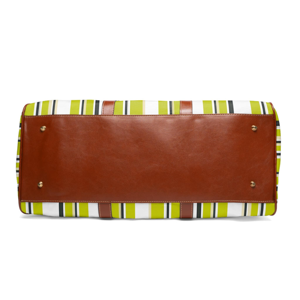 Chartreuse Bachelorette & Wedding Weekender Bag | Striped Duffle, Beach Weekend Tote