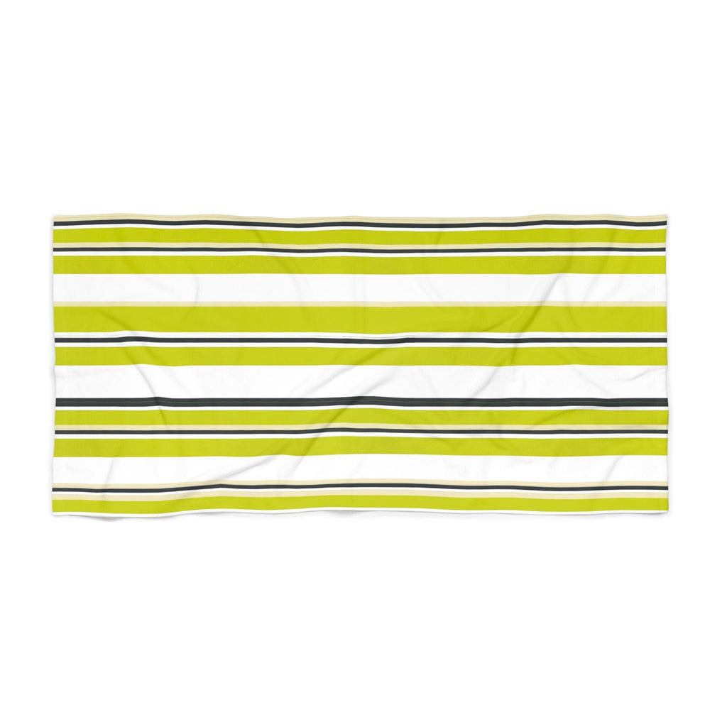 Chartreuse Bachelorette & Wedding Weekend Beach Towel | Nautical Summer Striped Towel