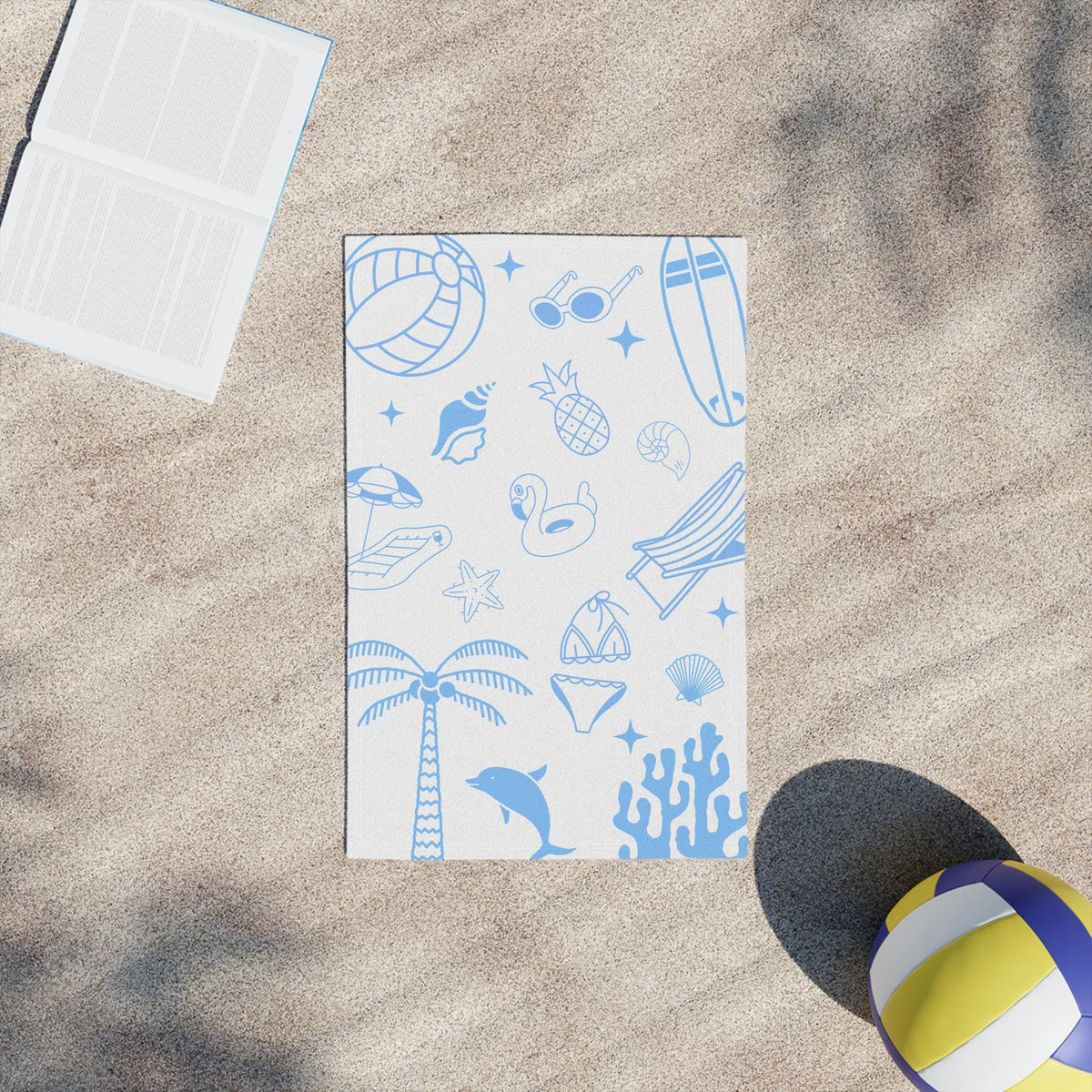 Coastal Blue Beach Towel | Summer Icons, Quick Dry, Polyester Front