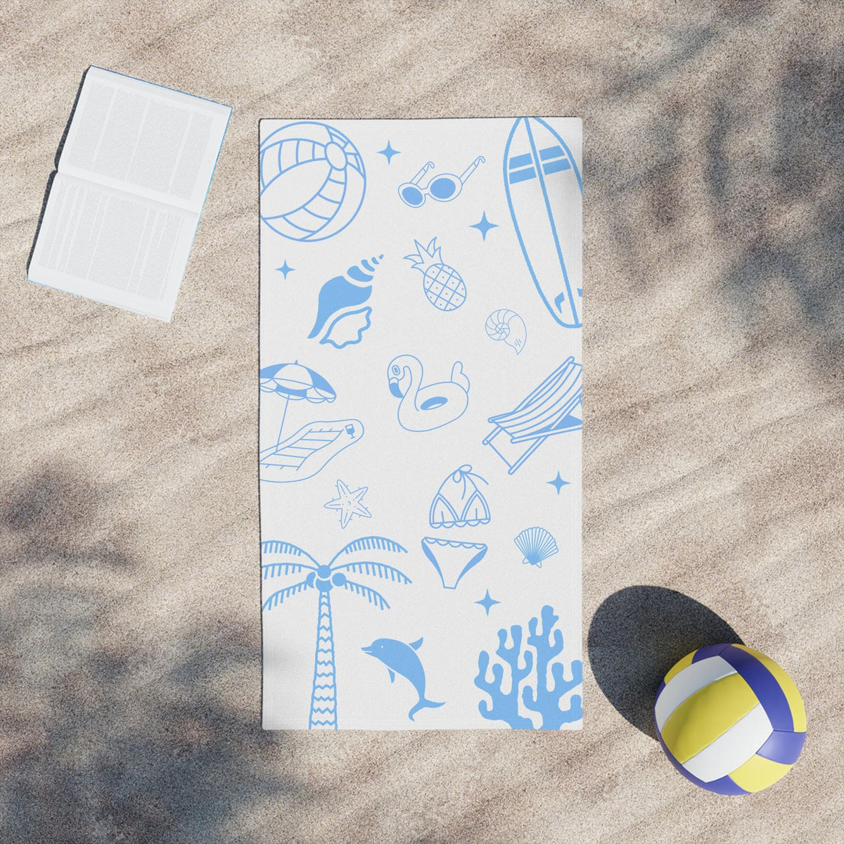 Coastal Blue Beach Towel | Summer Icons, Quick Dry, Polyester Front