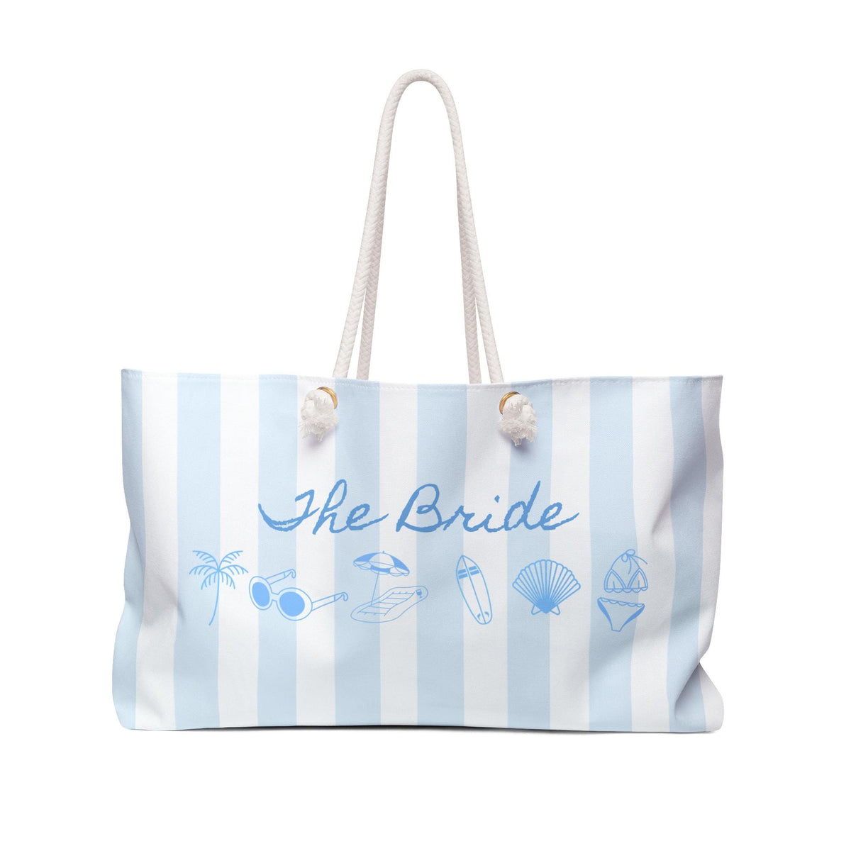 Coastal Collection Personalized Weekender Tote | Stripes & Coastal Blue Beach Graphics
