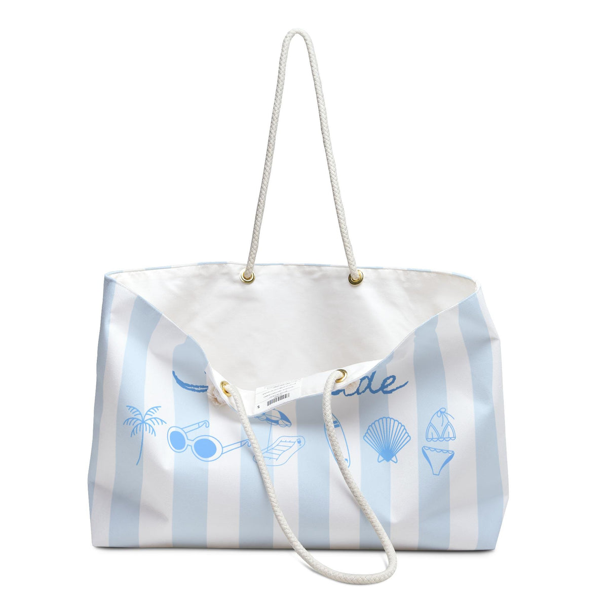 Coastal Collection Personalized Weekender Tote | Stripes & Coastal Blue Beach Graphics