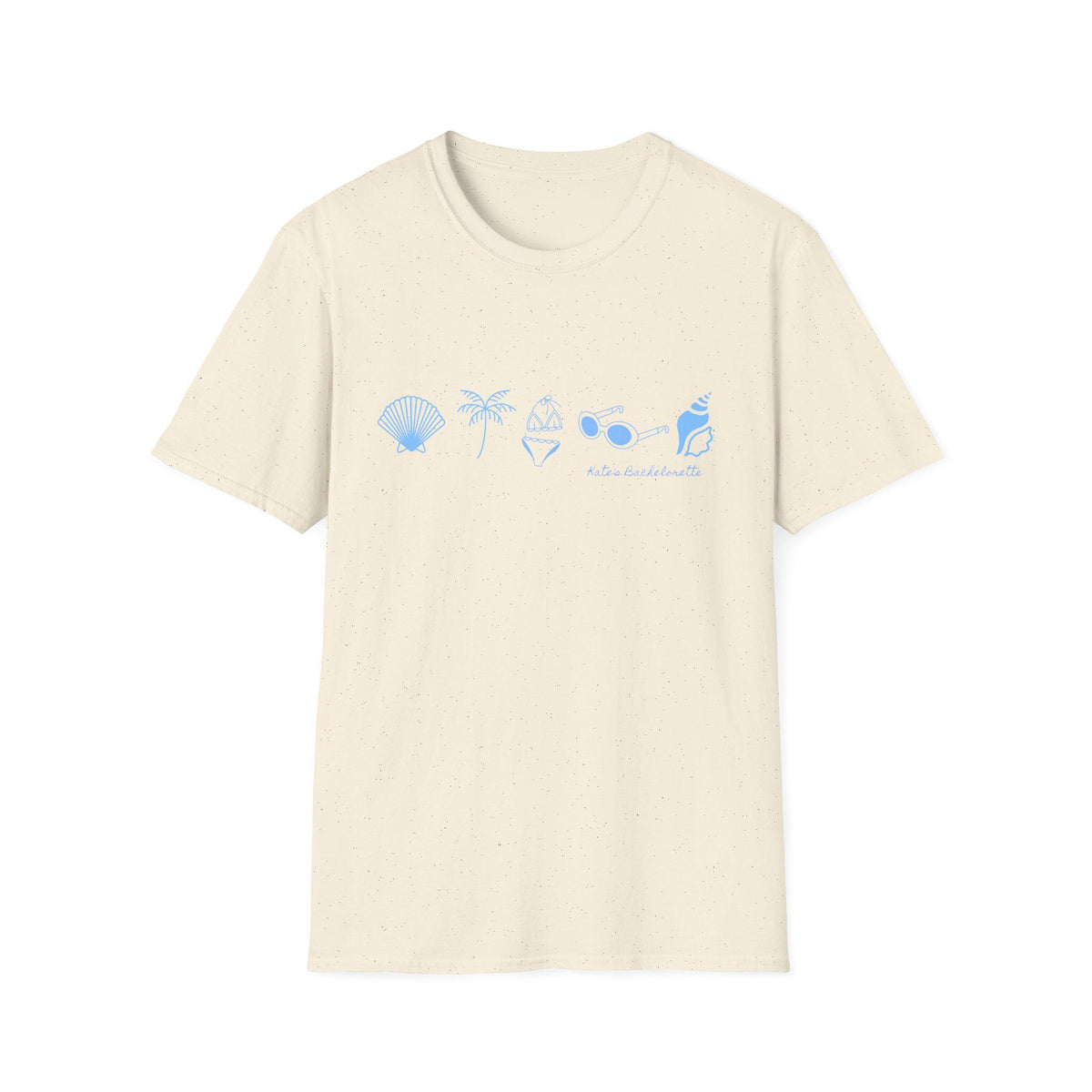 Personalized Bachelorette Minimalist Coastal Icons T-Shirt | Seashell Palm Sunglasses Beach, Wedding Weekend Tee