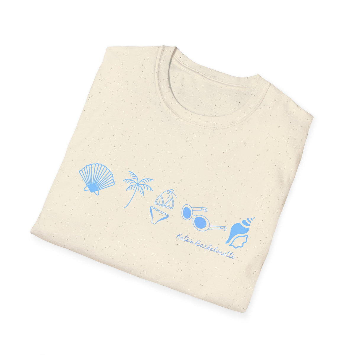 Personalized Bachelorette Minimalist Coastal Icons T-Shirt | Seashell Palm Sunglasses Beach, Wedding Weekend Tee
