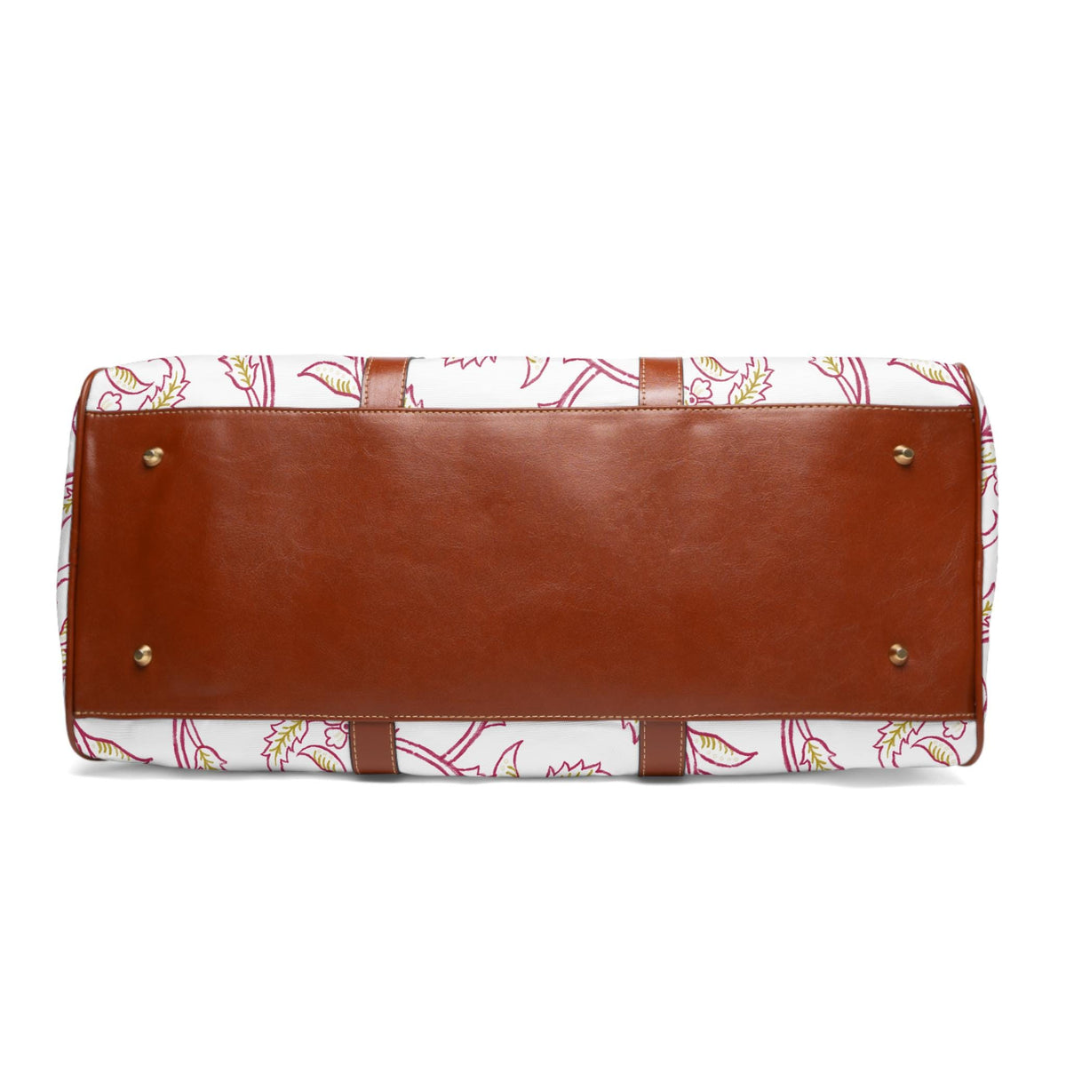 Waterproof Weekend Travel Bag | Chartreuse and Burgundy floral | Botanical Weekender Duffle