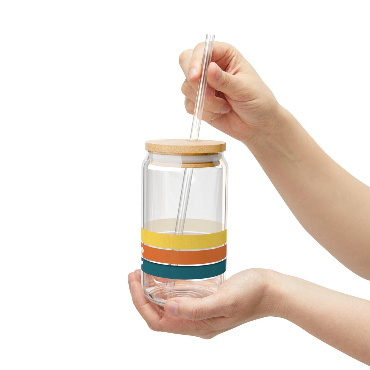 Retro Stripes Sipper Glass 16oz | Bachelorette Tumbler with Straw
