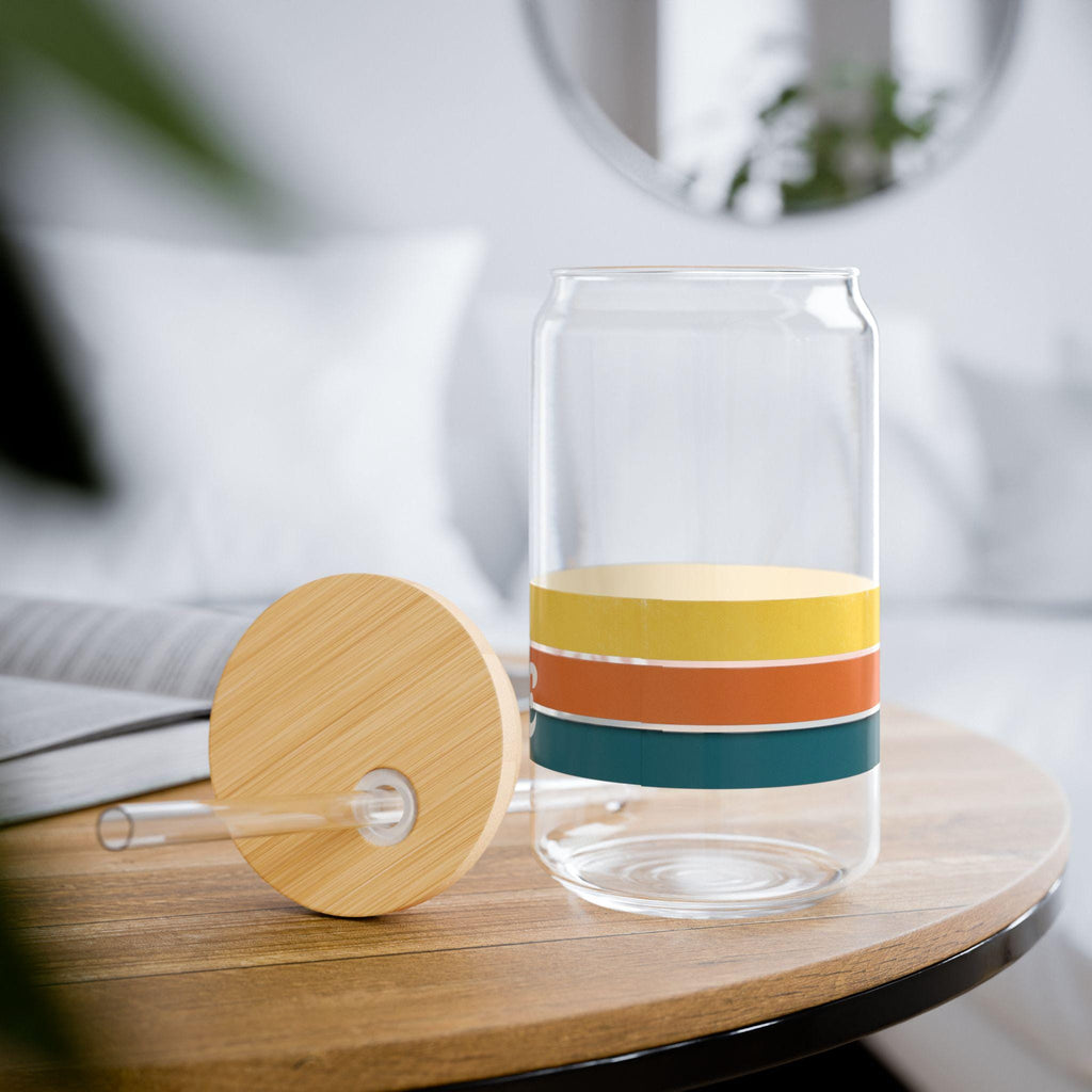 Retro Stripes Sipper Glass 16oz | Bachelorette Tumbler with Straw
