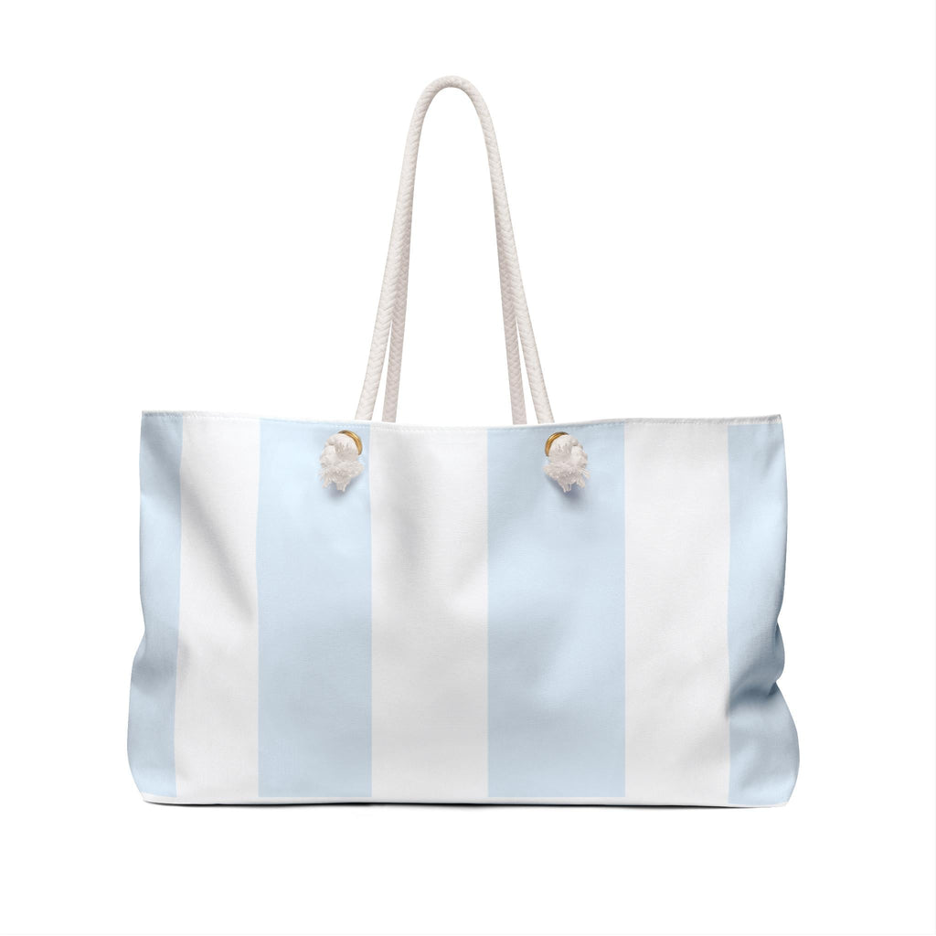 La Dolce Vita Lemon Striped Bachelorette Weekender Bag | Blue White Beach Tote
