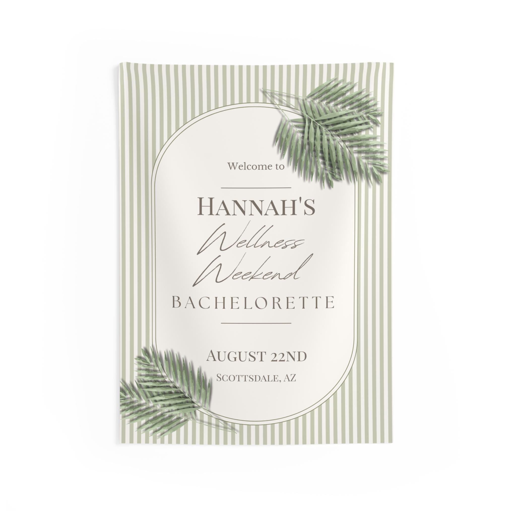 Wellness Bachelorette Party Banner | Sage Palm Leaf Event Decor