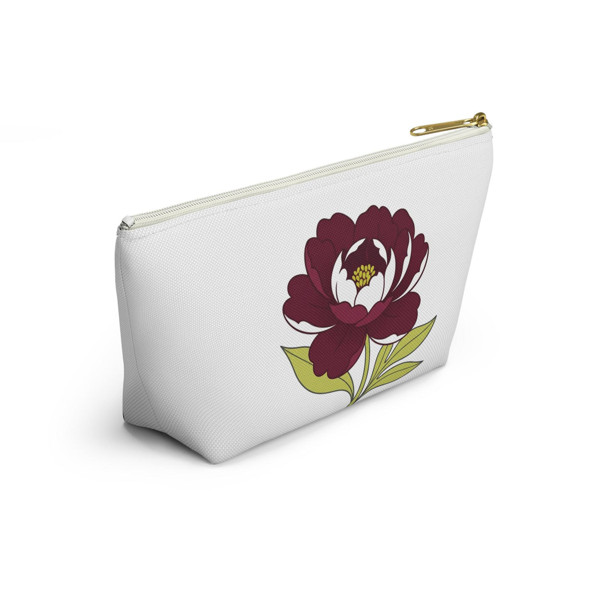 Personalized Bridesmaid Accessory Pouch | Burgundy & Chartreuse Floral T-Bottom