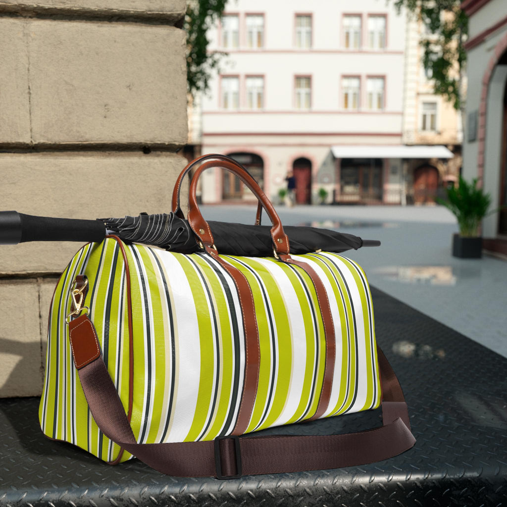 Chartreuse Bachelorette & Wedding Weekender Bag | Striped Duffle, Beach Weekend Tote