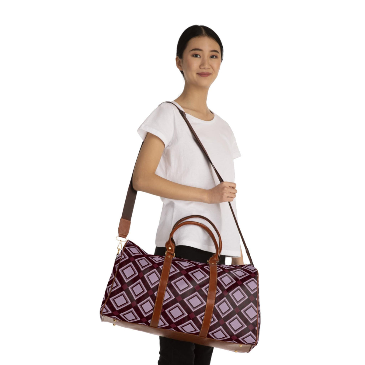 Burgundy Geometric Weekender Bag | Bachelorette & Wedding Weekend Travel