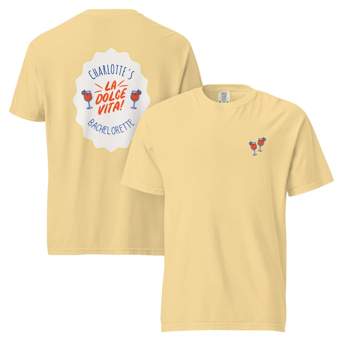 La Dolce Vita Bachelorette Tshirt | Aperol Spritz Icons | Comfort color tee with back detail