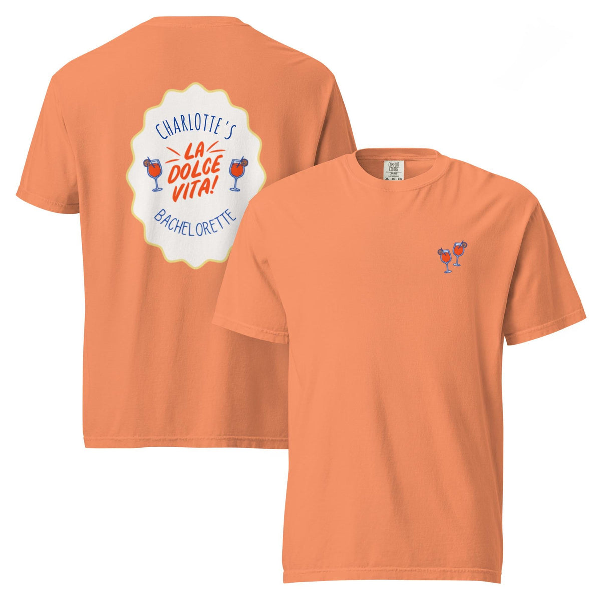 La Dolce Vita Bachelorette Tshirt | Aperol Spritz Icons | Comfort color tee with back detail