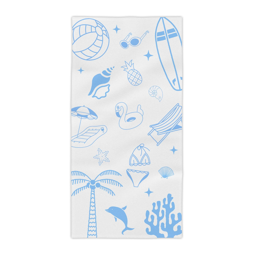 Coastal Blue Beach Towel | Summer Icons, Quick Dry, Polyester Front