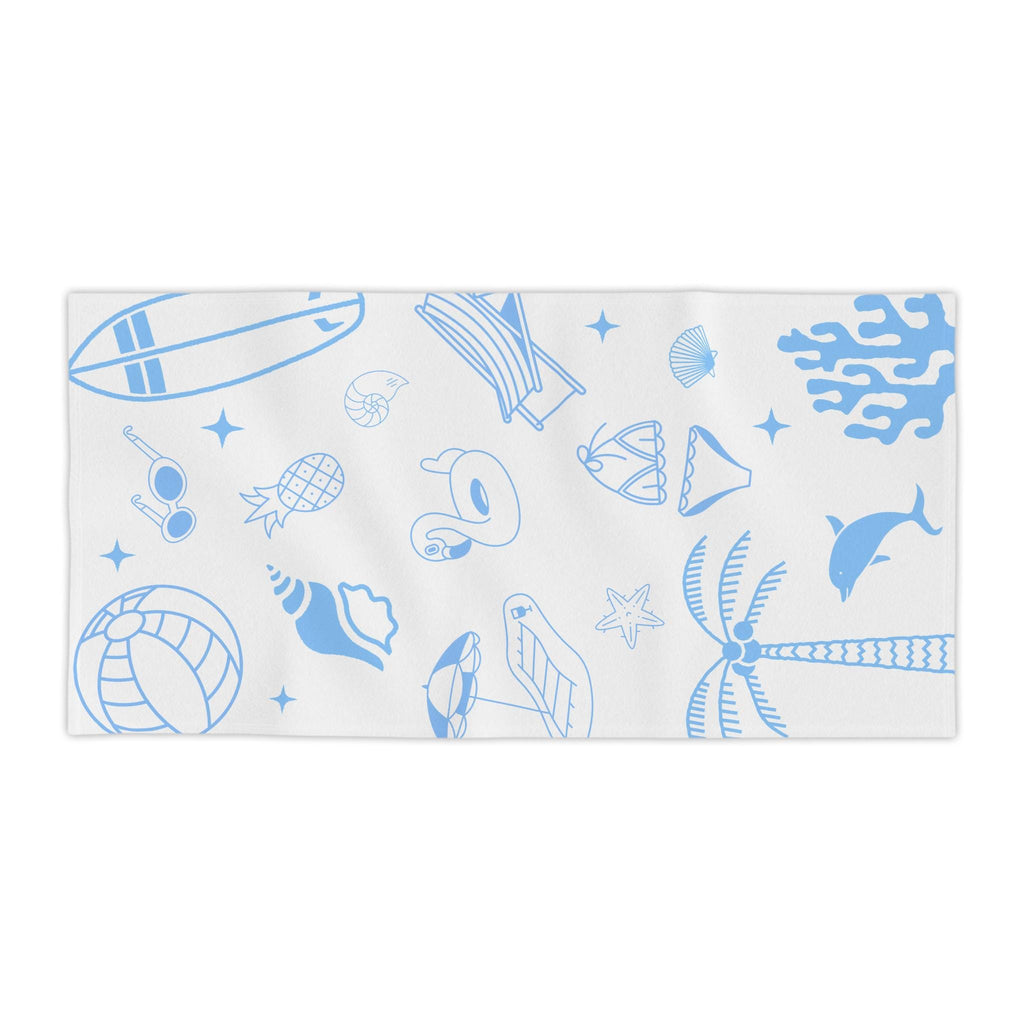 Coastal Blue Beach Towel | Summer Icons, Quick Dry, Polyester Front