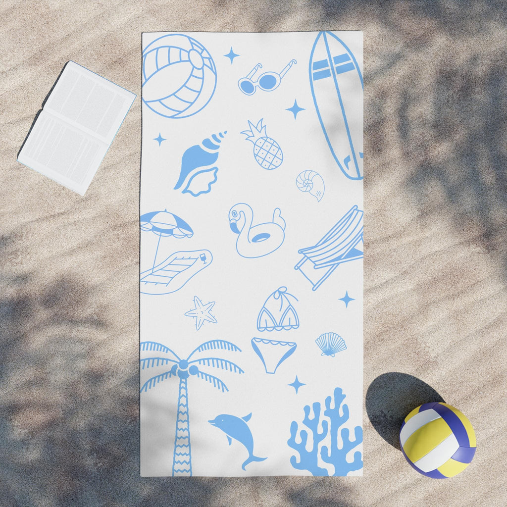 Coastal Blue Beach Towel | Summer Icons, Quick Dry, Polyester Front