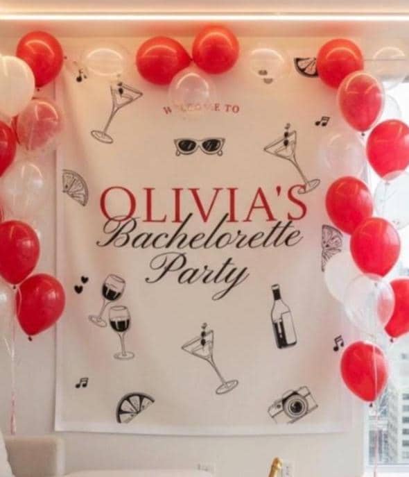 Retro Cocktail Bachelorette Party Banner | Personalized Champagne Bachelorette Decor