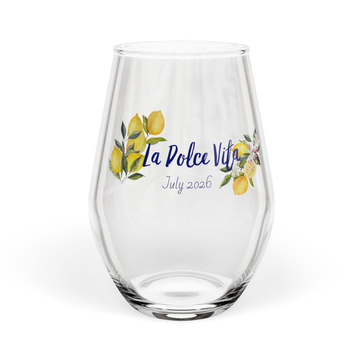 Stemless Bachelorette Wine Glass | Personalized | Lemon Floral