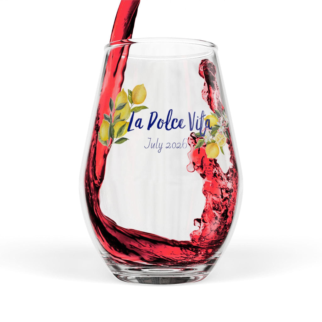 Stemless Bachelorette Wine Glass | Personalized | Lemon Floral