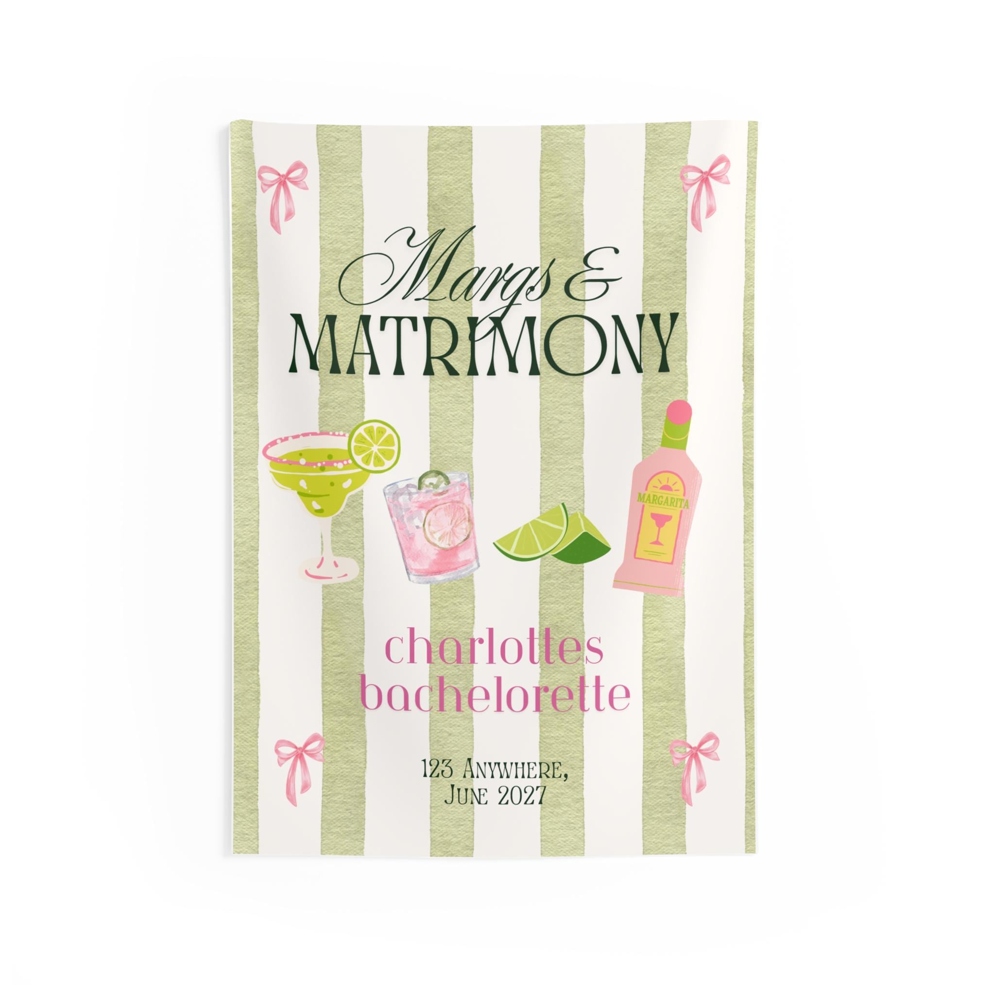 Margs & Matrimony Bachelorette Banner | Welcome Sign