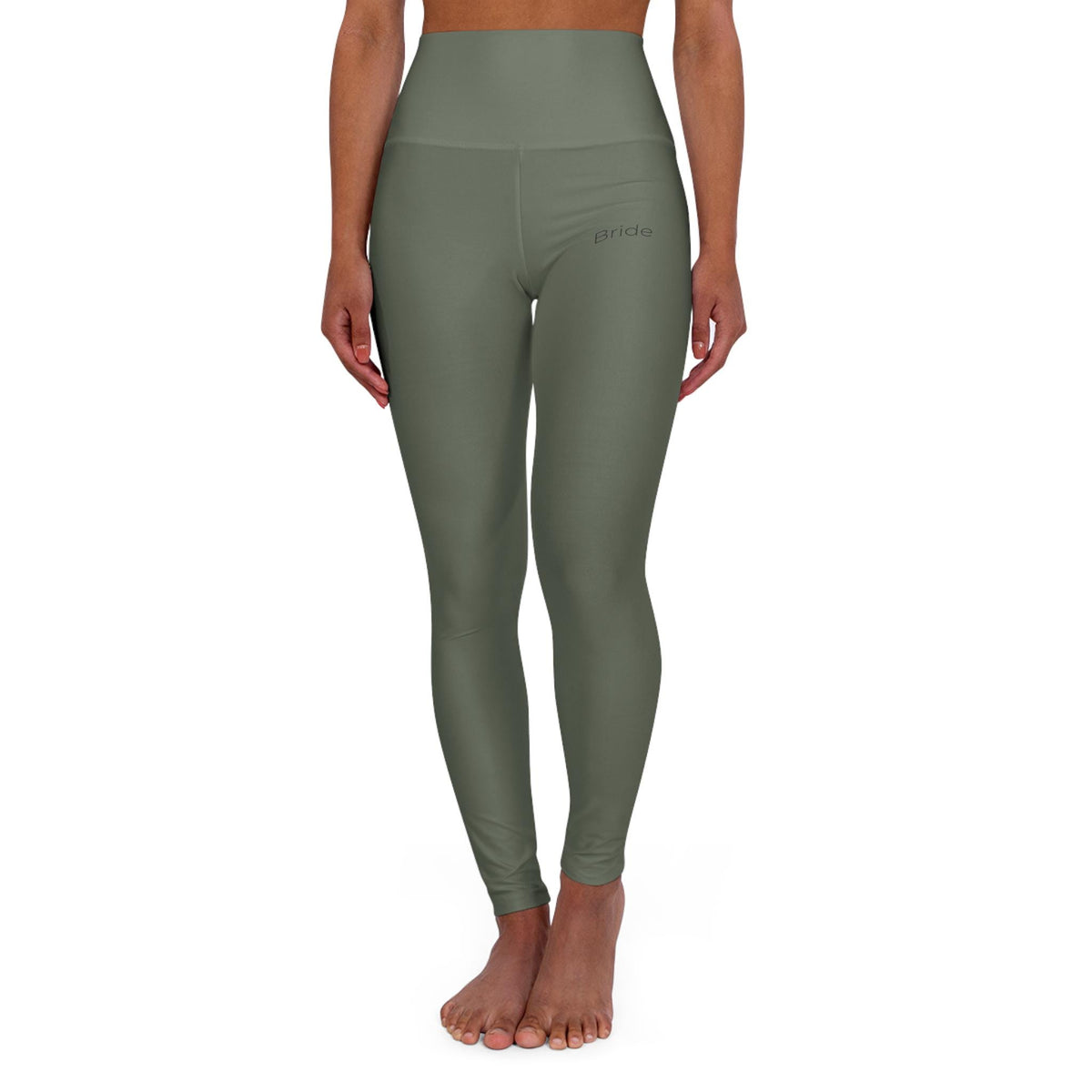 Olive Green High Waisted Yoga Leggings | Personalized Bachelorette Set | All-Over Print