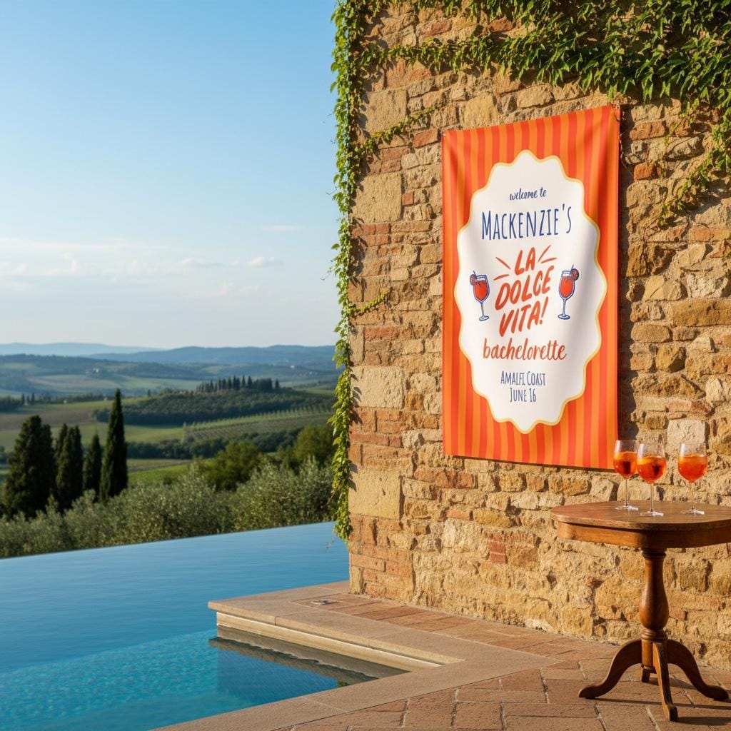 La Dolce Vita Bachelorette Welcome Banner Decor | Amalfi Coast Party Decor