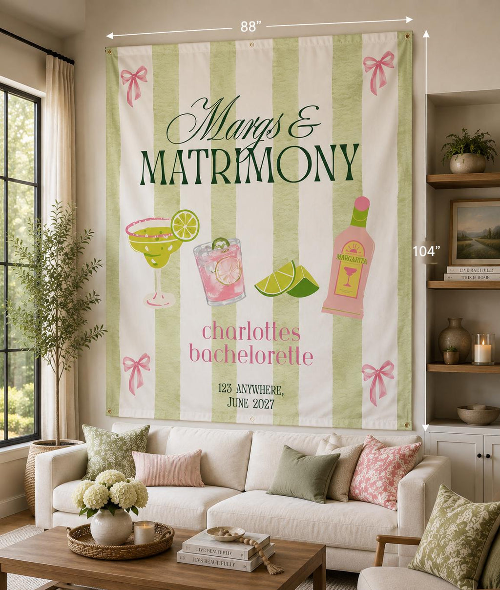 Margs & Matrimony Bachelorette Banner | Welcome Sign decor