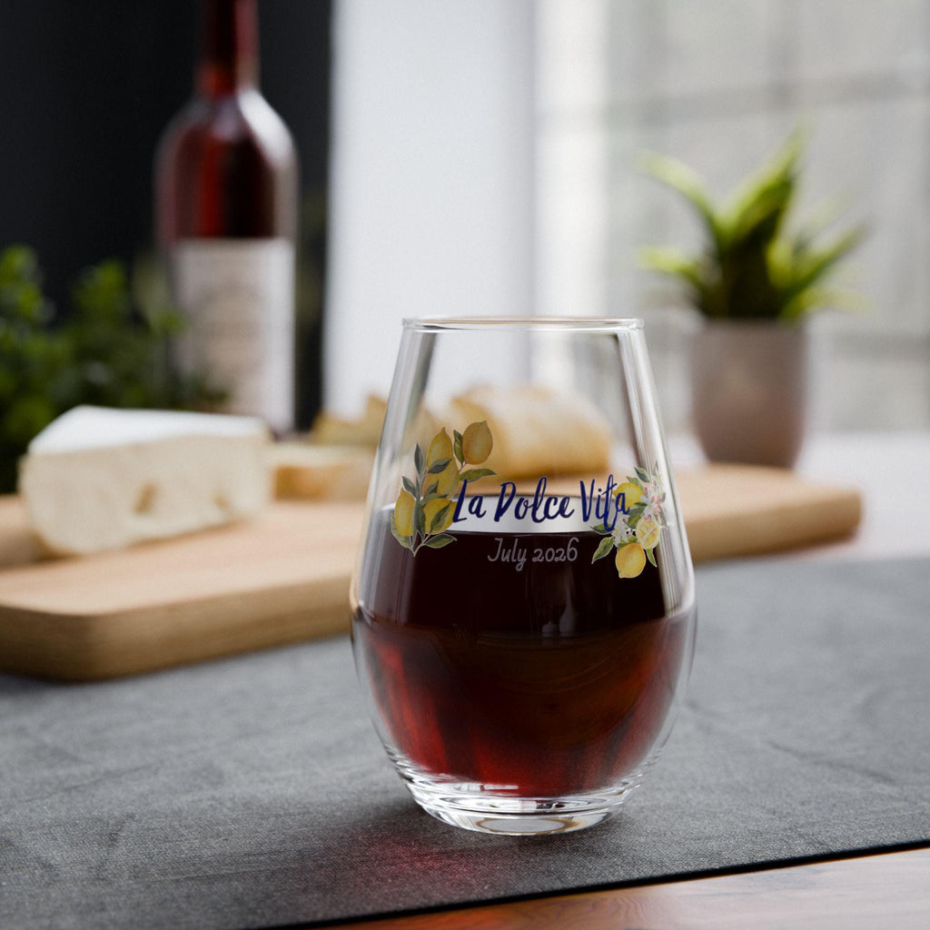Stemless Bachelorette Wine Glass | Personalized | Lemon Floral