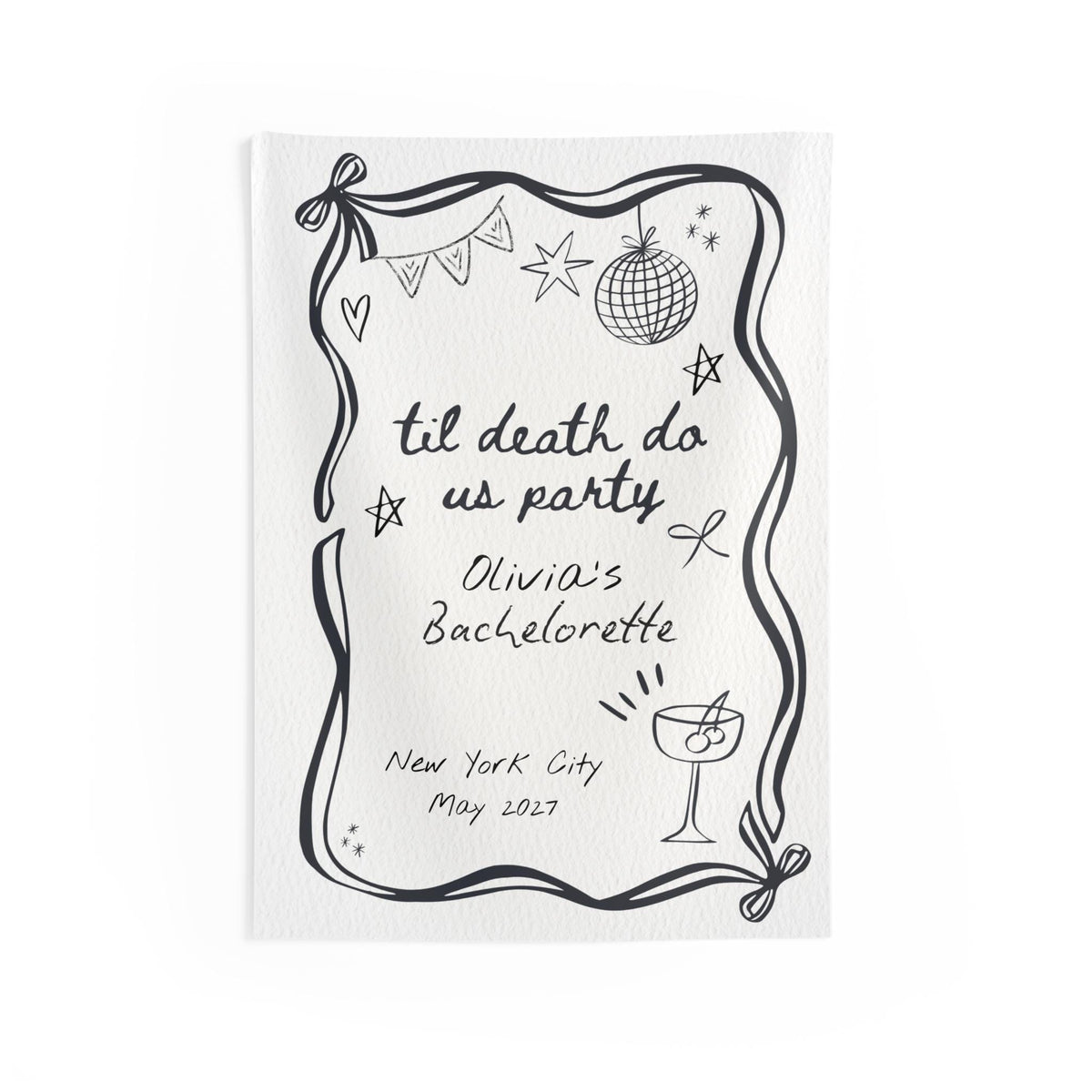Til Death Do Us Party Bachelorette Welcome Banner | Personalized Party Decor