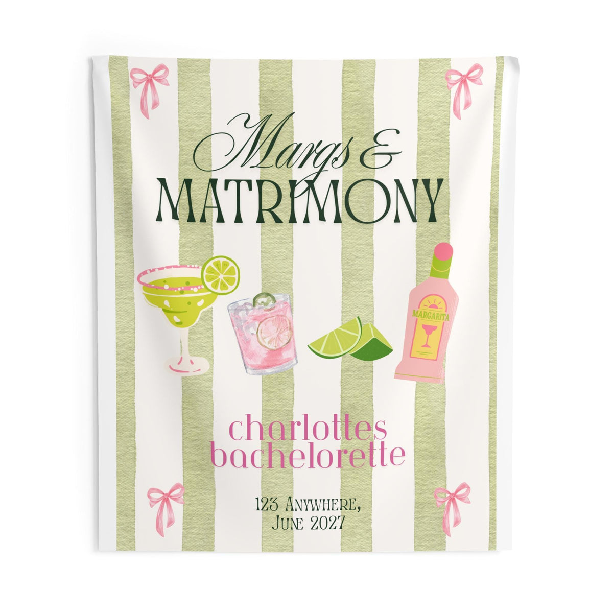 Margs & Matrimony Bachelorette Banner | Welcome Sign decor