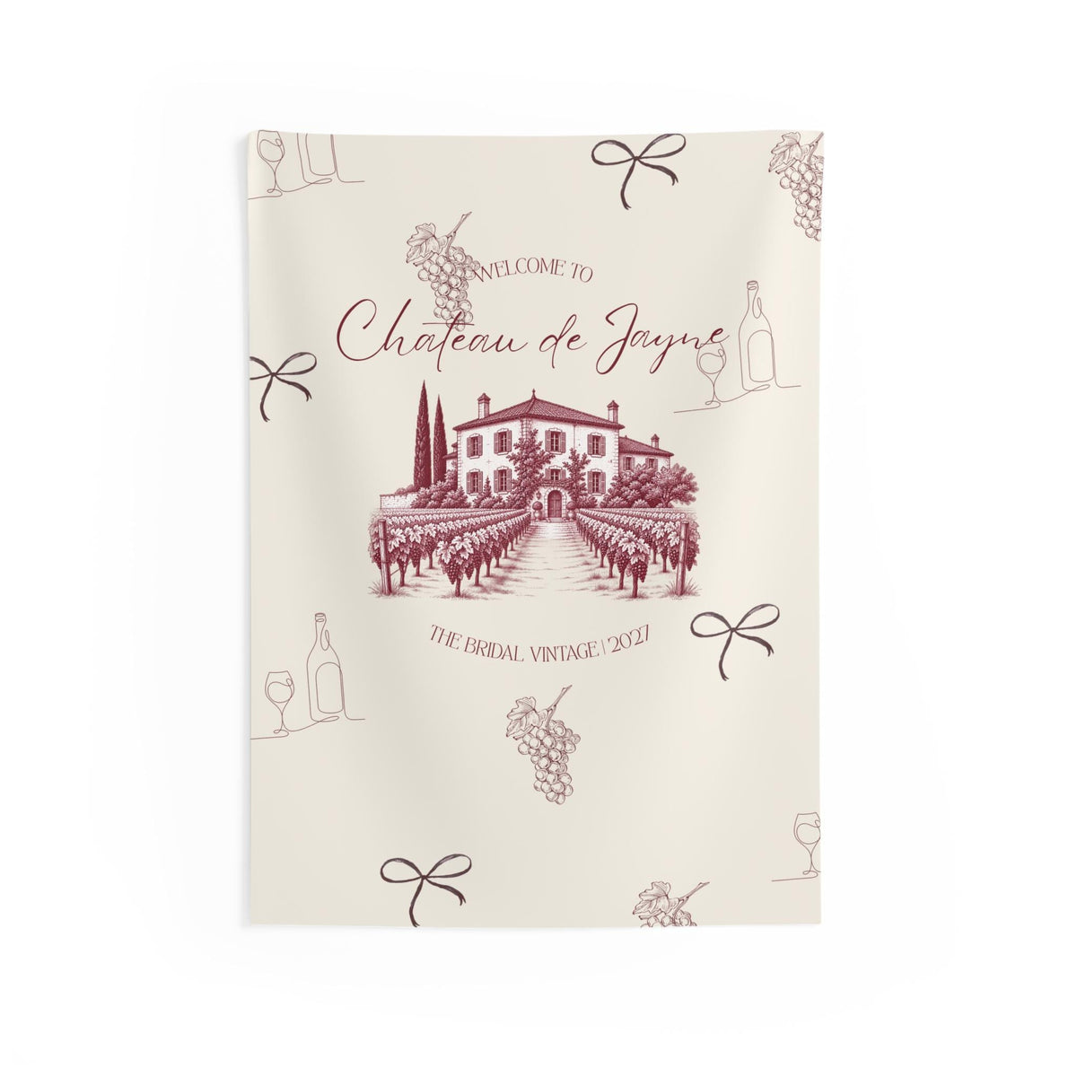 Vino before Vows Bachelorette Welcome Banner | Personalized Decor, Chateau de [Last Name]