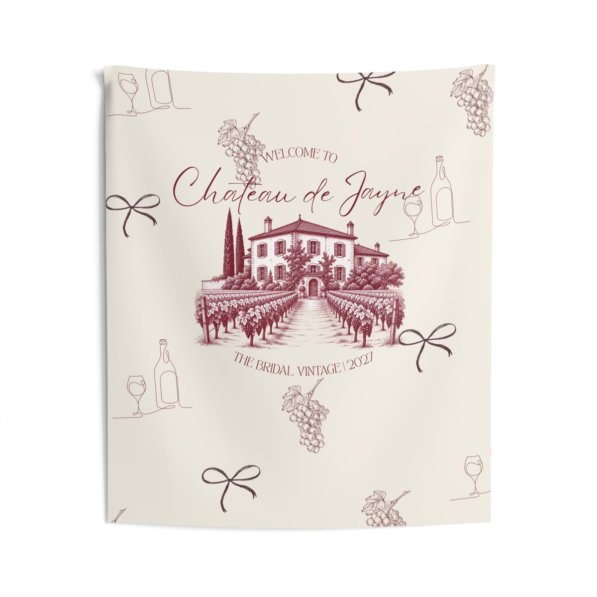 Vino before Vows Bachelorette Welcome Banner | Personalized Decor, Chateau de [Last Name]