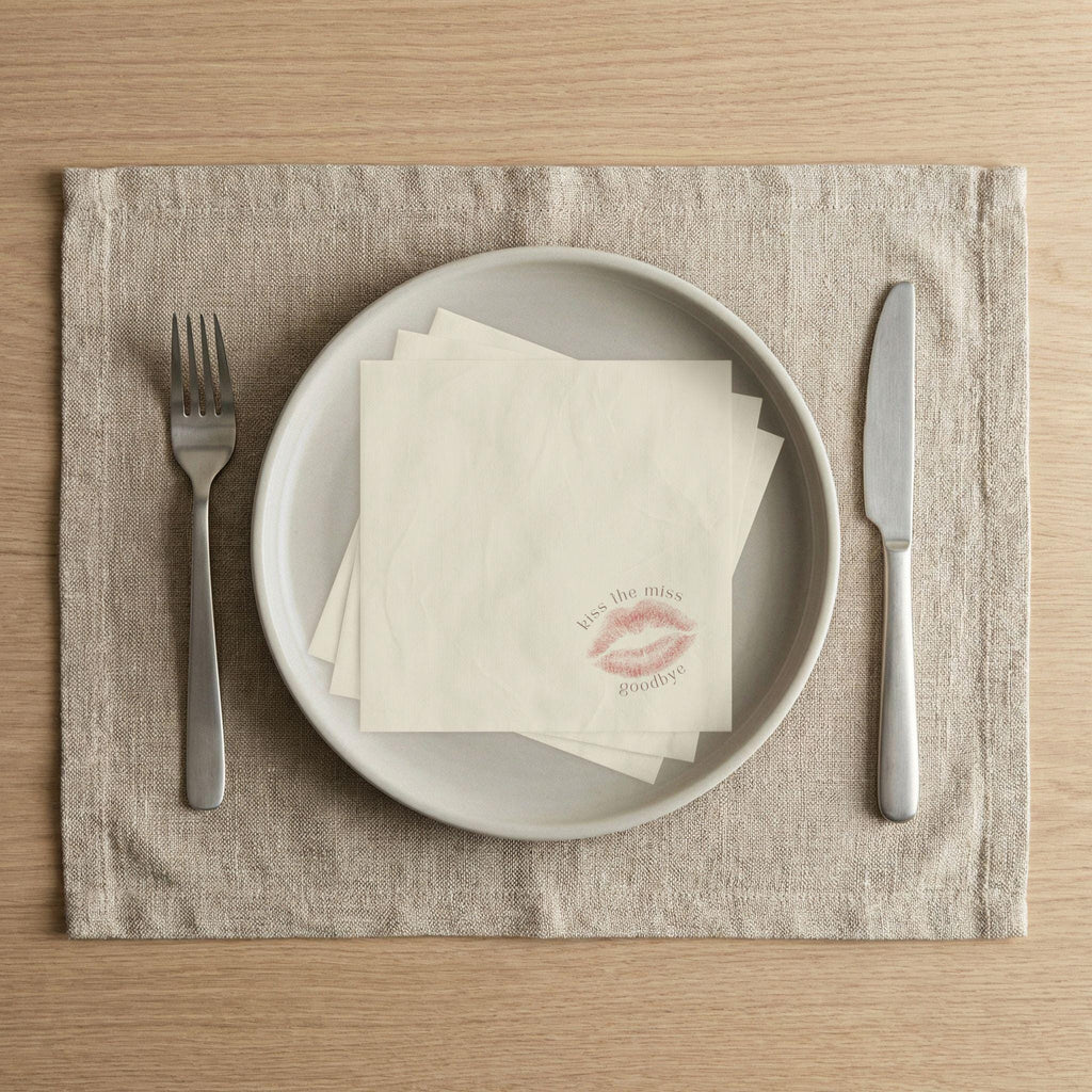 Kiss the Miss Goodbye Cocktail Napkins | Bachelorette, Bridal Shower Party Napkins