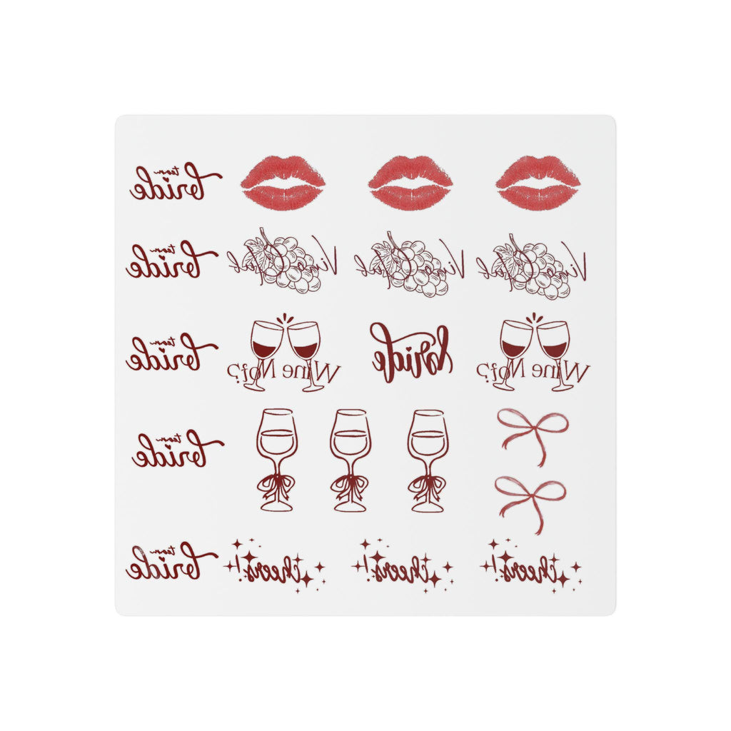 Vino before Vows Bachelorette Temporary Tattoos | Lips, Wine Glasses & Bows Temporary Tattoos | Bachelorette Party Favors