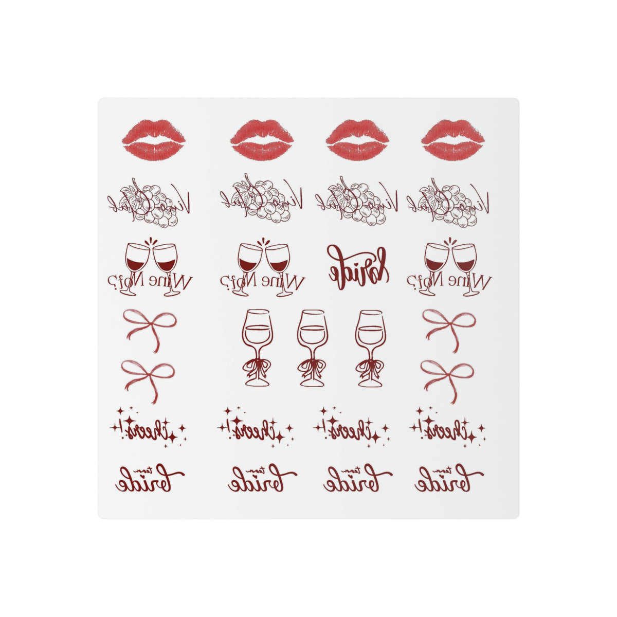 Vino before Vows Bachelorette Temporary Tattoos | Lips, Wine Glasses & Bows Temporary Tattoos | Bachelorette Party Favors