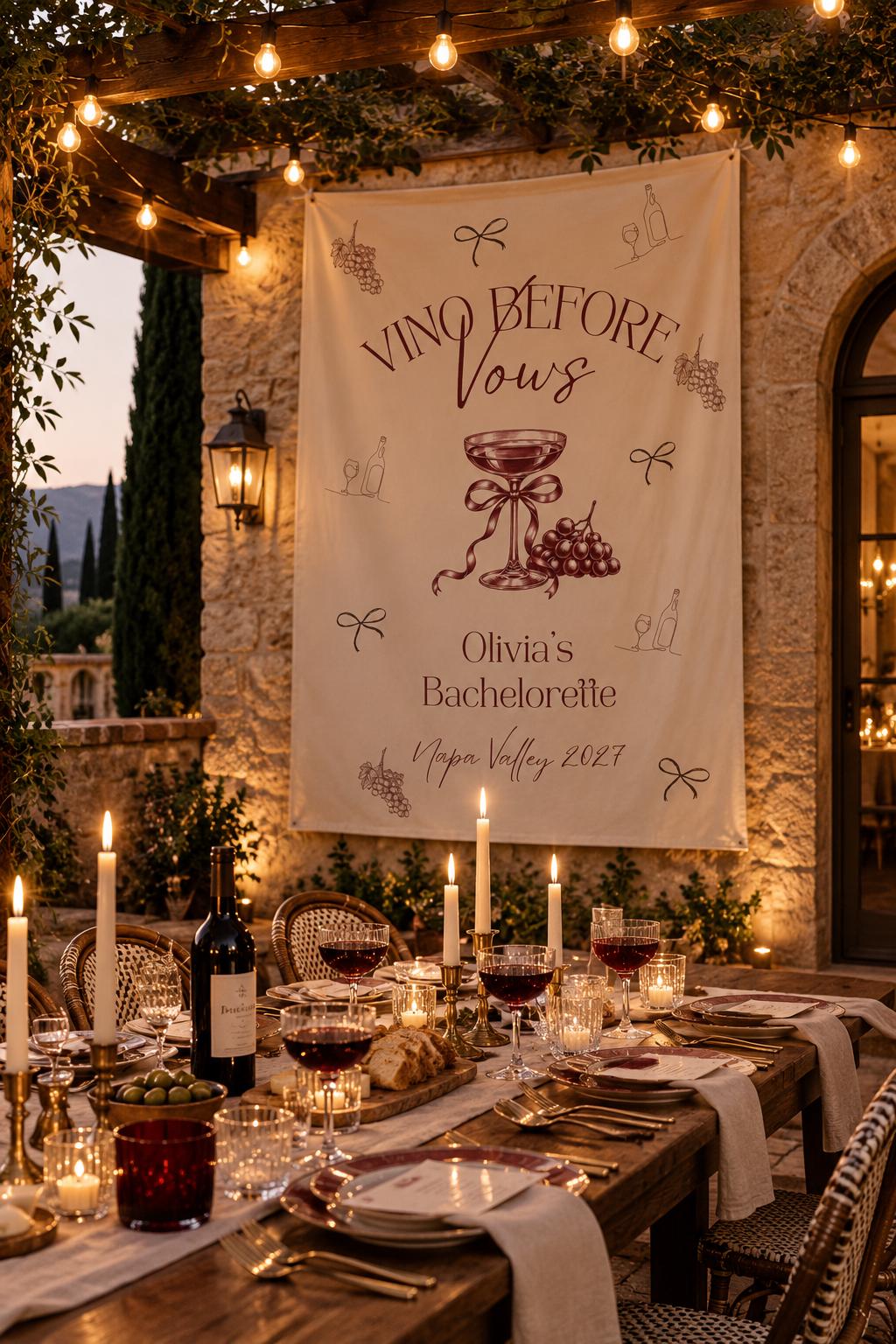 Vino Before Vows Event Banner | Wine Theme Welcome Sign