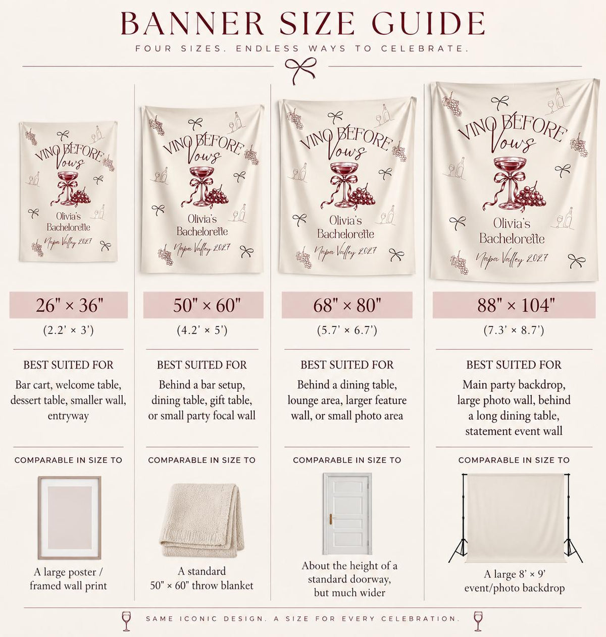 Vino Before Vows Event Banner | Wine Theme Welcome Sign