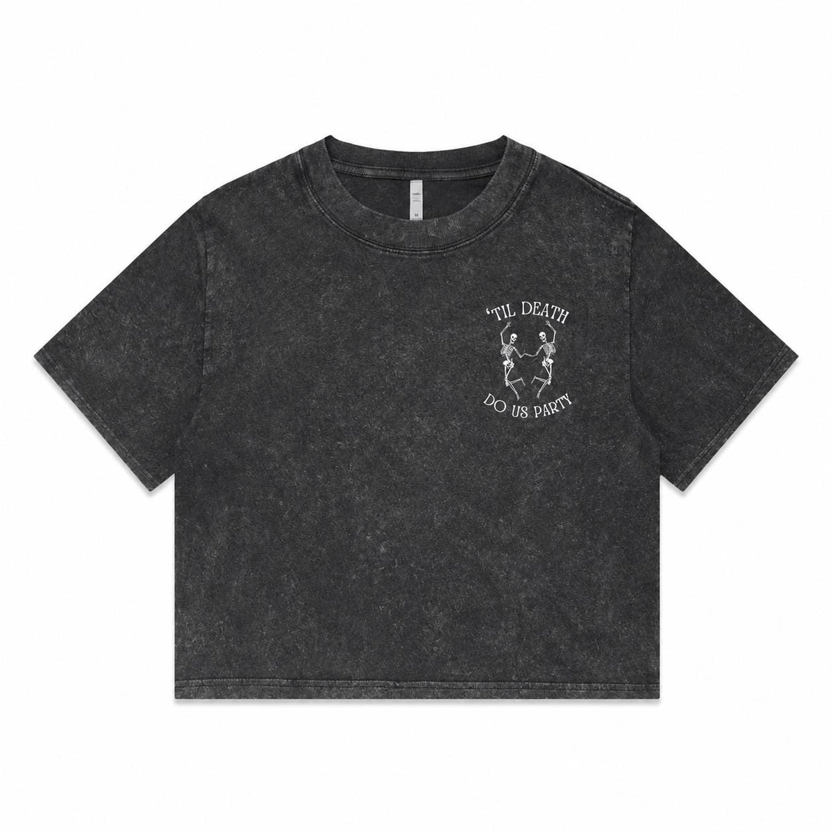 Til Death Do Us Party Crop Top | Campfire Daisies Crop Tee | Women's Stone Wash Graphic T-Shirt