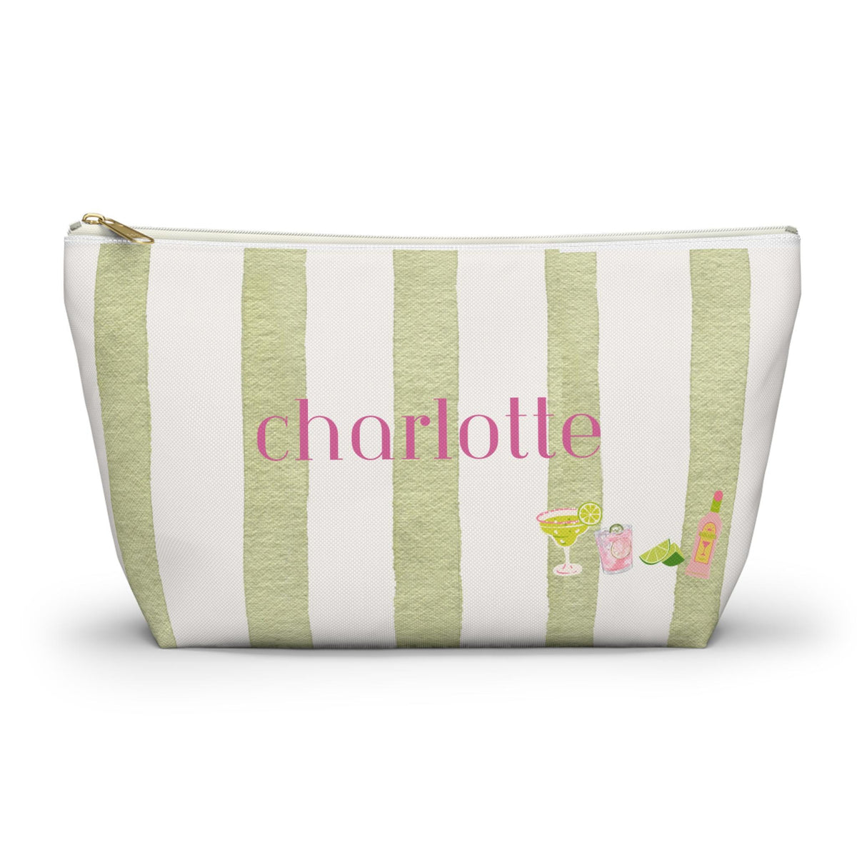 Personalized Accessory Pouch | Striped Margarita Cosmetic Bag | Margs & Matrimony themed gift bag
